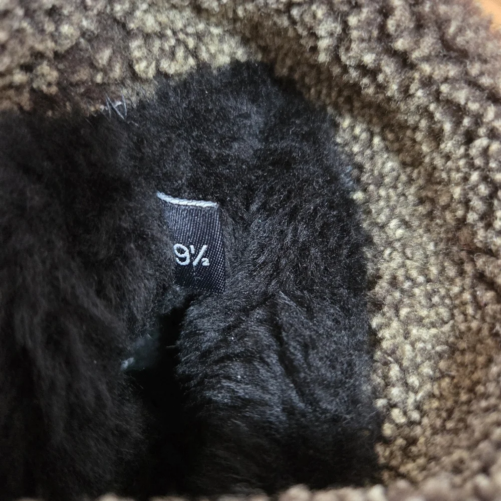 Stuart Weitzman Black Suede Sherpa Ankle Boots Size 9.5